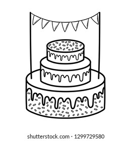 party sweet cake with garlands