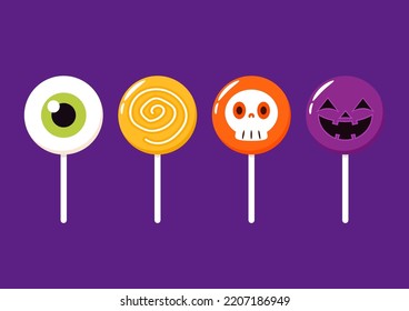 Party Sweets Magic item. Candy for Halloween. Vector illustration isolated on white background. 
Fruity toffee candy sweets.