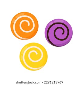 Party Sweets Magic item. Candy for Halloween. Vector illustration isolated on white background. 
Fruity toffee candy sweets.