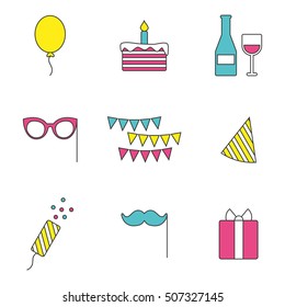 Party symbols set. Vector illustration
