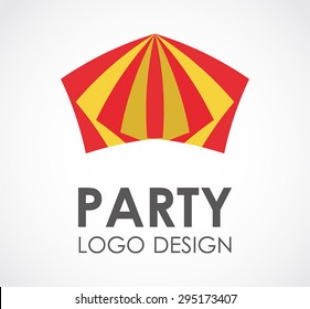 Party tent festival abstract vector logo design template. Fun circus icon. Entertainment in park symbol concept.