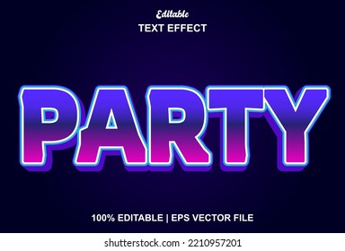 party text effect in 3d style and editable