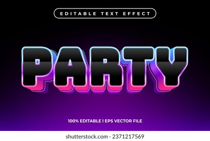 Party text effect editable video cover and banner text style, 3d typography template