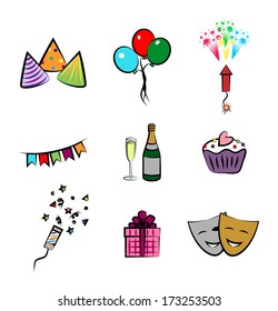 Party theme icon set