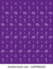 Party theme illustrations - white illustrations on purple background