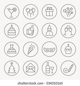 Party thin line icon set