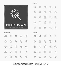 party thin, medium and bold line icon
