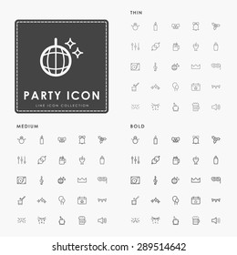 party thin, medium and bold minimal line icon