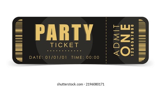 Party ticket template. Modern ticket card illustration template. Vector illustration.