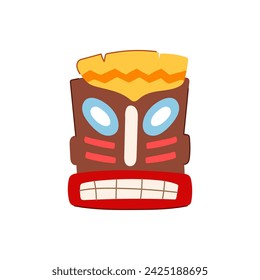 party tiki mask cartoon. tropical pole, aloha bar, ethnic aztec party tiki mask sign. isolated symbol vector illustration