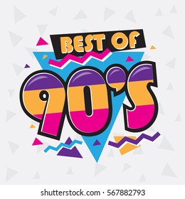 Party time The 90's style label. Vector illustration retro background