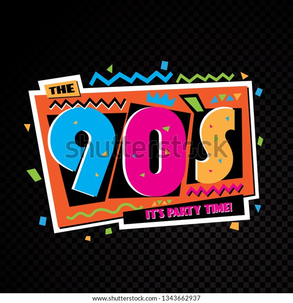 Party Time 90s Style Label Vector Stock Vector (Royalty Free) 1343662937