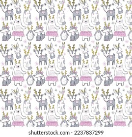 party time animals texture. Kids tshirt graphic design and more