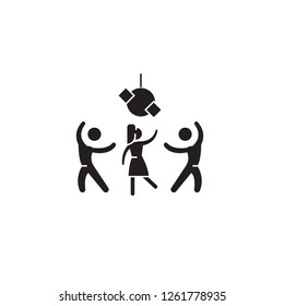 Party time black vector concept icon. Party time flat illustration, sign