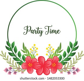 Party time card modern, with motif of leaf flower frame. Vector