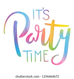 IT'S PARTY TIME colorful brush calligraphy banner