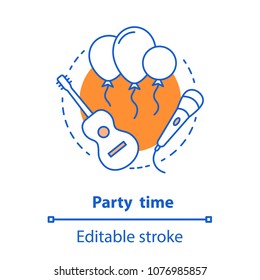 Party time concept icon. Karaoke idea thin line illustration. Entertainment. Vector isolated outline drawing. Editable stroke