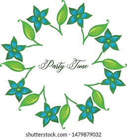 Party time, decorative of frame, for wreath in blue colors. Vector