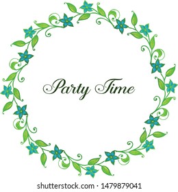 Party time, decorative of frame, for wreath in blue colors. Vector