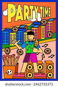 Party Time Design Illustration für Hintergrund, Banner, Poster, Flyer, Vorlage, Design, etc