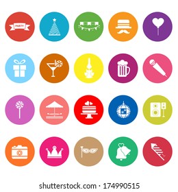 Party time flat icons on white background, stock vector