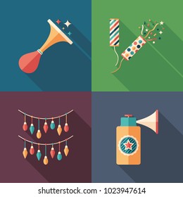 Party time flat square icons set.