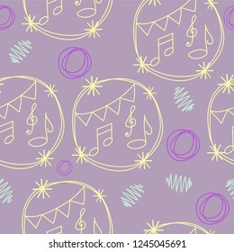 Party time, hand drawn seamless pattern. Monochromatic party elements and icons. Creative art line.