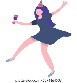 Party time icon vector woman having fun