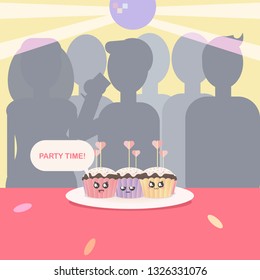 Party Time. Kawaii background. Vector