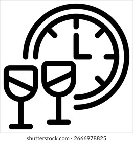Icono de esquema de tiempo de fiesta Ilustración vectorial