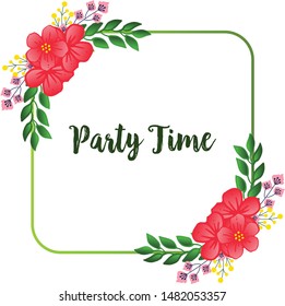 Party time poster concept, with beautiful wallpaper flower frame. Vector