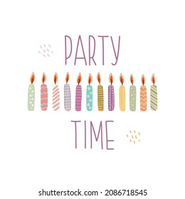 Party time quote with birthday candles