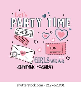 party time .stylish t-shirt and apparel abstract design using symbol. Vector print, typography ,symbol and text