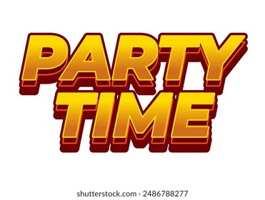 Party time. Text effect design in 3D look with eye catching colors