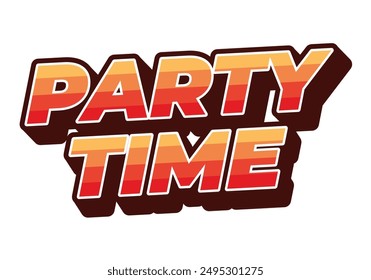 Party time. Text effect design in 3D look with eye catching colors