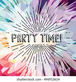 party time text show sunrays retro theme vector