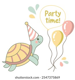 Party Time Turtle Vector Design