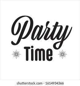 Party time writing. Handwritten calligraphy lettering composition. Vector illustration logo. Design for postcards, t-shirts, banners, greeting card, event, flyer. EPS10