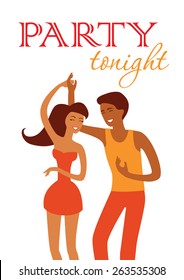 Party tonight salsa dancing couple vector poster