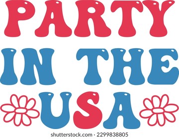  Party in the USA 4th of July typography t-shirt design