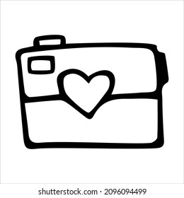 Party Valentine's Day or Birthday photo camera doodle vector illustration