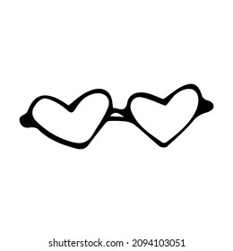 Party Valentine's Day or Birthday sunglasses love hearts doodle vector illustration