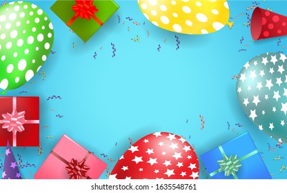 Party vector background concept with three birthday hats. Simple modern and elegant design templates suitable for wallpaper banner, cover, card, invitation. Blank space layout for text message