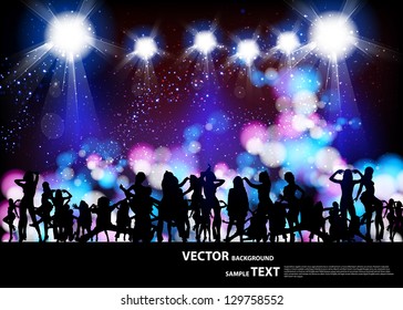 Party Vector, banner neon light stage background