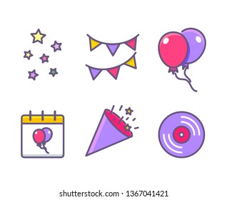 Party vector icons editable stroke