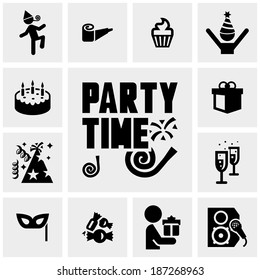 Party vector icons set on gray 