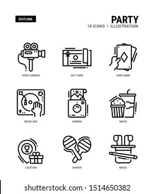 Party Vector icons for web design, book, magazine, poster, ads, app, etc.