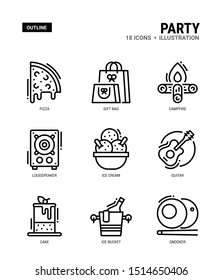 Party Vector icons for web design, book, magazine, poster, ads, app, etc.