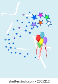 party vector with stars and balloons