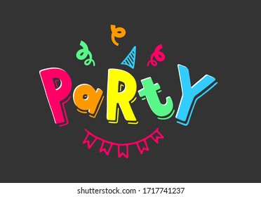 Party Vector Text, Hand Drawn Lettering